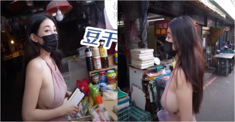 療癒作家挺「核彈級豪乳」逛傳統市場　婆媽都被她的乳量嚇到了！