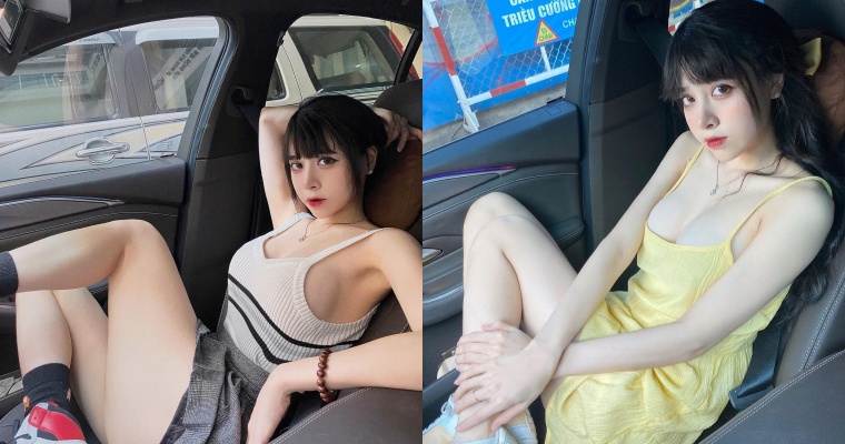 車上也能拍性感穿搭照！越南正妹 Hanh Bich Tran 美腿、酥胸不藏私